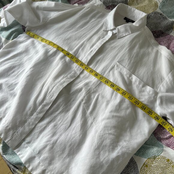 Lily Moss White Oversized Button down cotton ramie Blouse Womens Large - Picture 8 of 9
